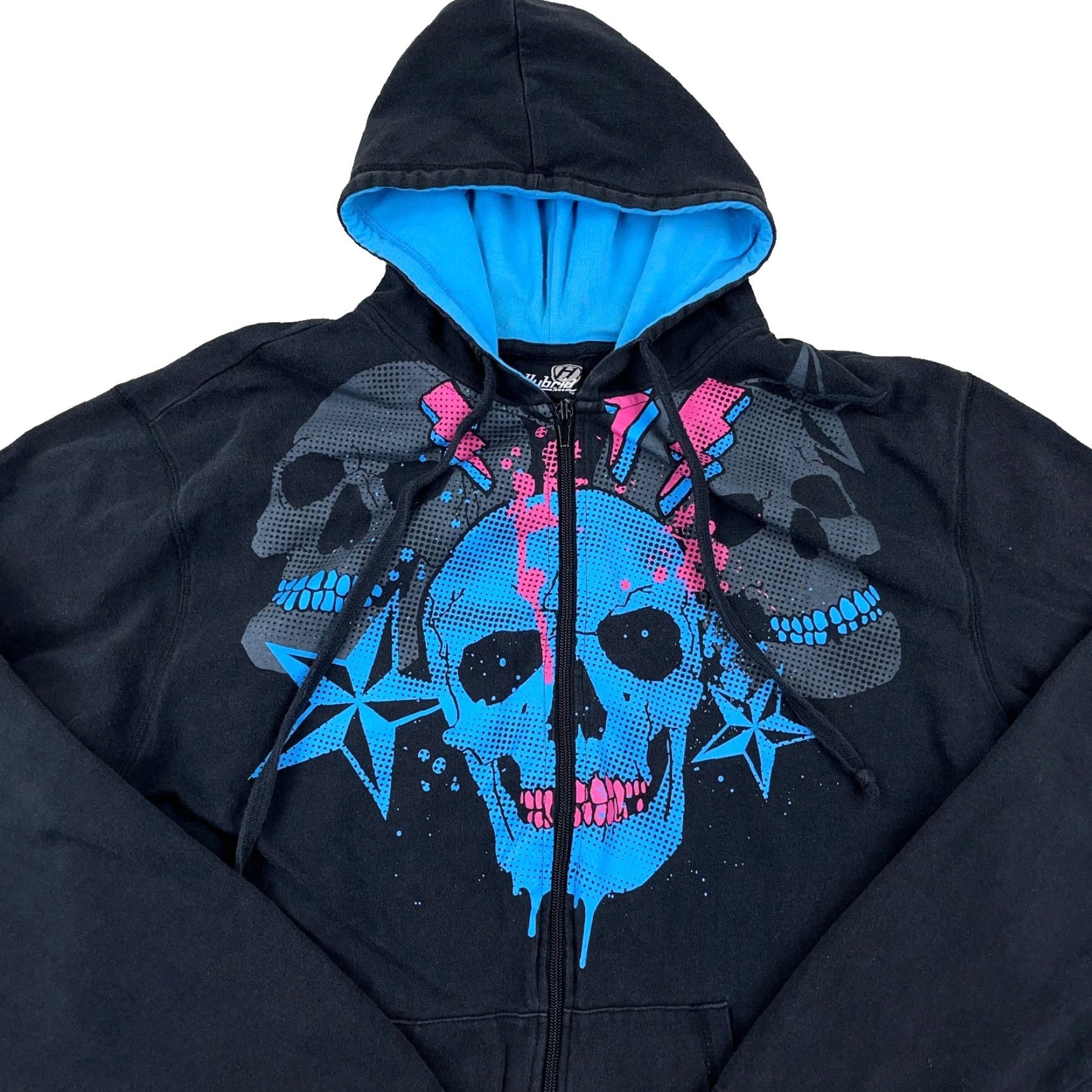 VINTAGE Hybird Hoodie Men Large Full Zip Jacket Graphic