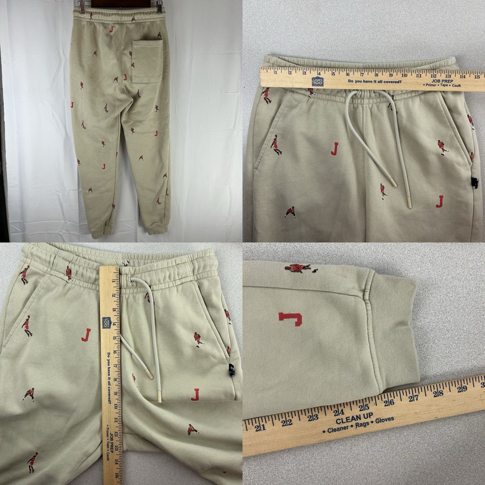Jordan Brand VINTAGE NIKE AIR JORDAN Mens Small Essential Joggers AOP Fleece Pants DV9390-206 Size US 29 - 9 Thumbnail