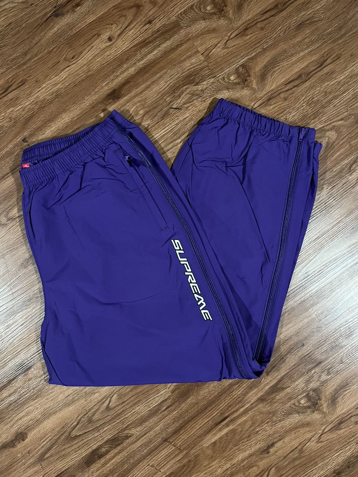 image of Hypebeast x Supreme Warm Up Pant Size S in Purple, Men's