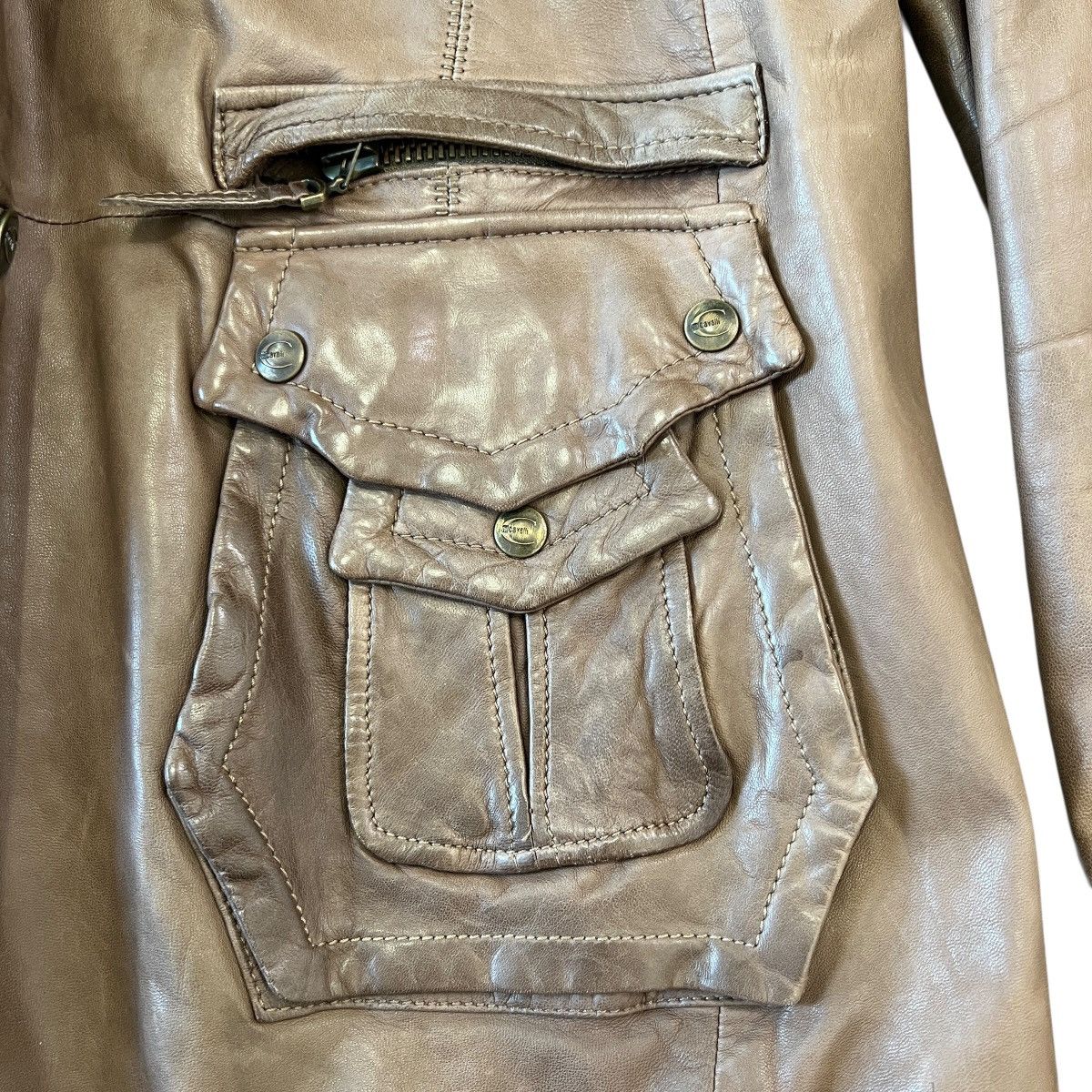 Just Cavalli Just Cavalli Asymmetric Pocket Distressed Leather Jacket Size US L / EU 52-54 / 3 - 4 Thumbnail