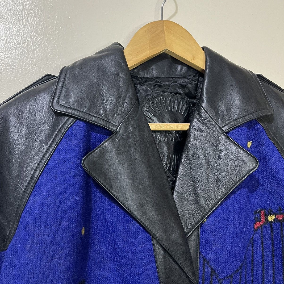 Torras 1990's Torras Spain Art Design Leather Wool Coat Jacket Size US L / EU 52-54 / 3 - 8 Thumbnail