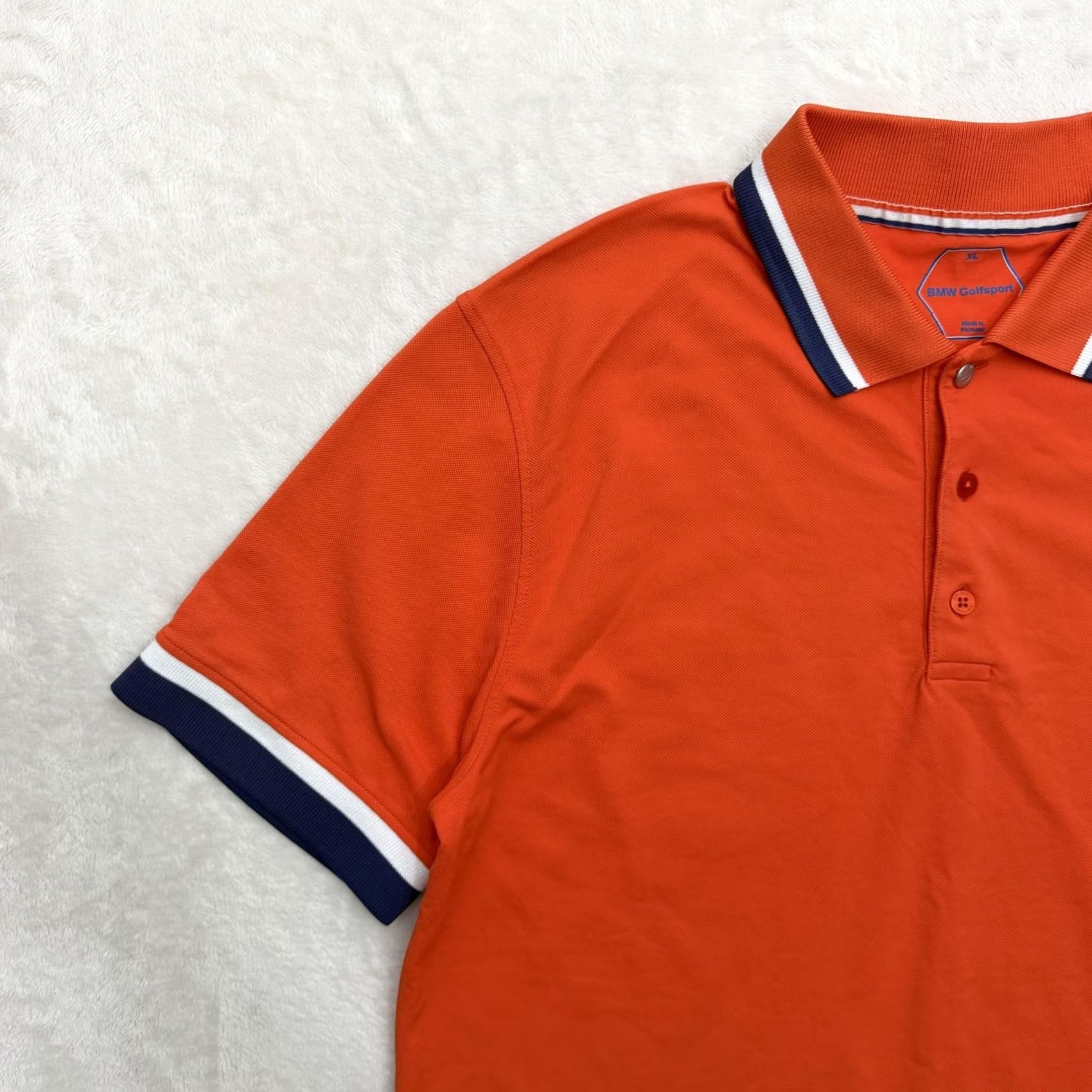 BMW BMW Golfsport Polo Shirt Mens XL Orange Golf Striped Collar Logo Performance Size US XL / EU 56 / 4 - 6 Thumbnail