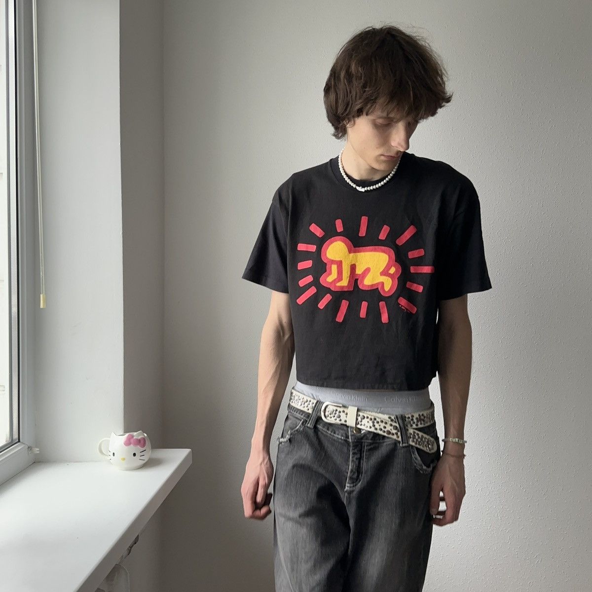 Keith Haring RARE 1990 Keith Haring Barking Dog Vintage Cropped T Shirt Size US XL / EU 56 / 4 - 4 Thumbnail