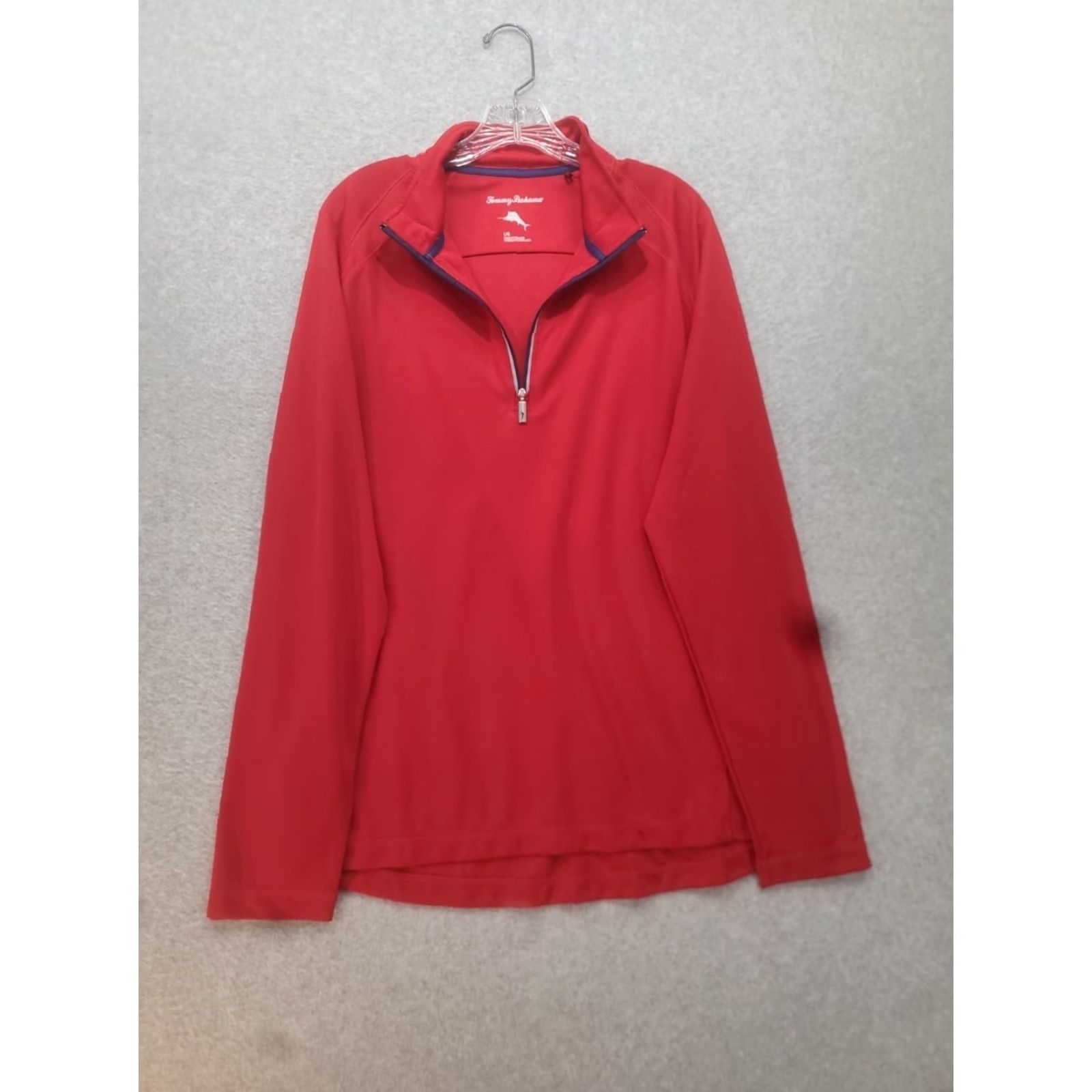 Tommy Bahama Tommy Bahama Sweatshirt Men's L Red 1/4 Zip Long Sleeve Pullover Stretch Casual USA Theme Logo Embroidered, Knit, Polyester Rayon Size US L / EU 52-54 / 3 - 3 Thumbnail