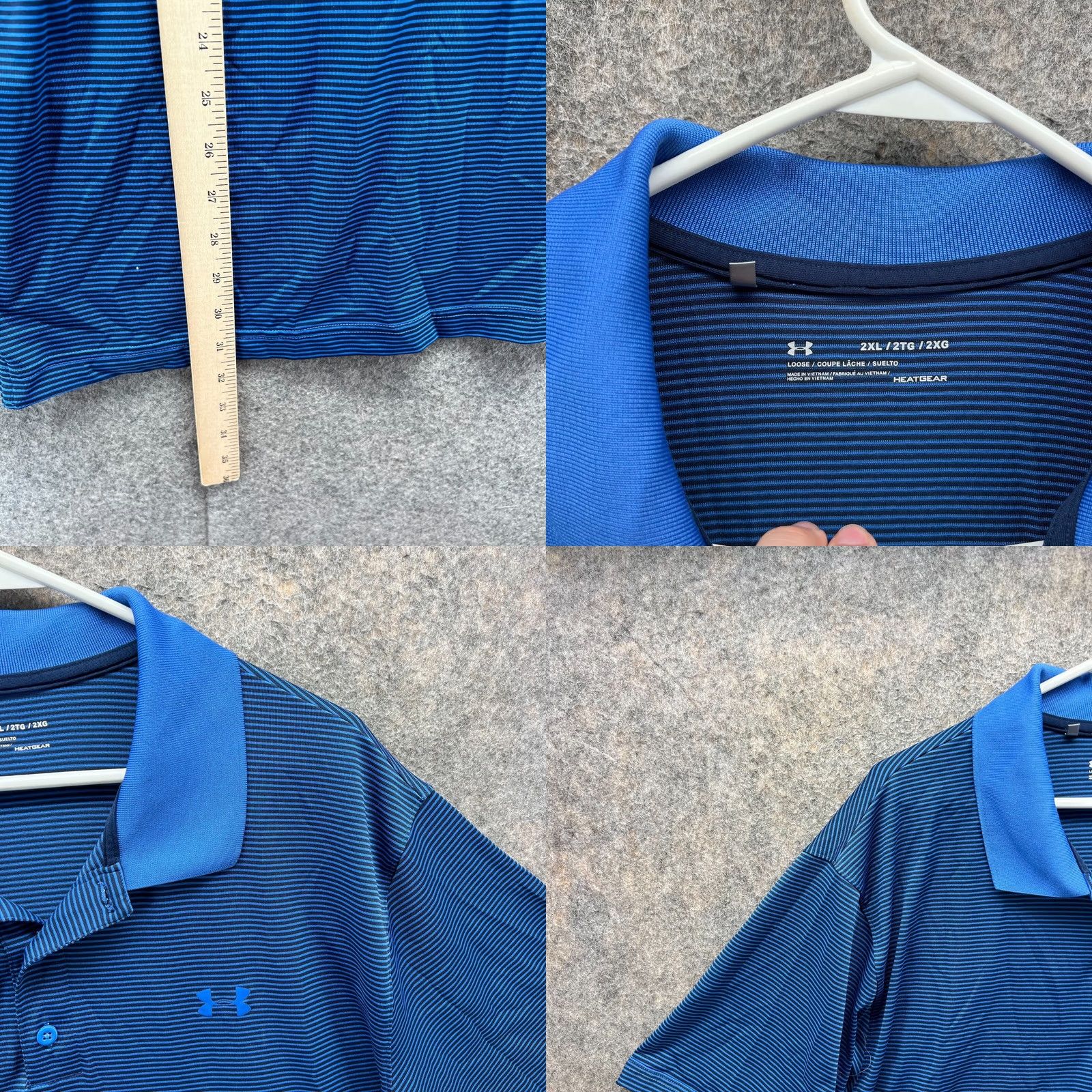 Under Armour Under Armour Polo Shirt Men 2XL Blue Striped HeatGear Golf UA Polo Shirt Size US XXL / EU 58 / 5 - 8 Thumbnail