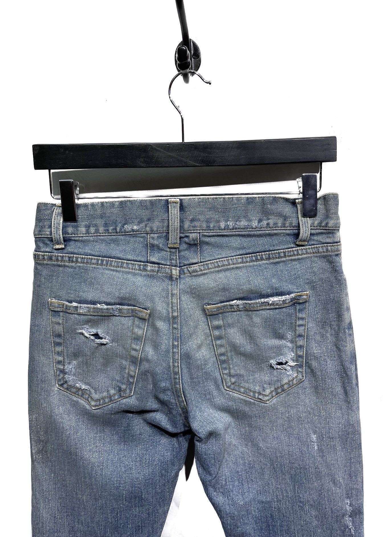 Saint Laurent Paris Saint Laurent D02 Distressed Light Blue Skinny Jeans Size US 27 - 4 Thumbnail