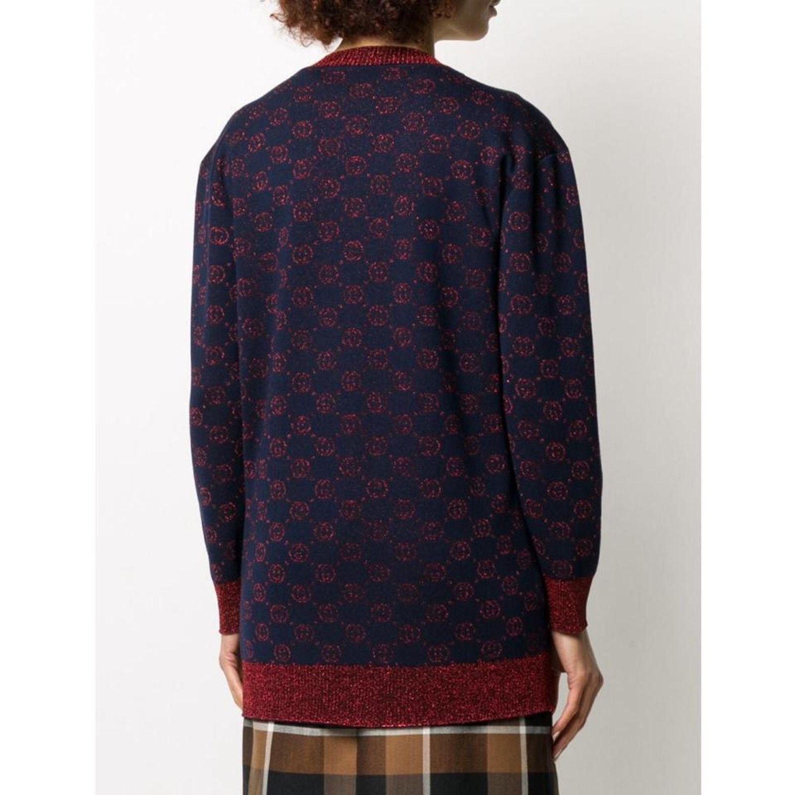 Gucci GG supreme logo metallic cardigan Size S / US 4 / IT 40 - 4 Thumbnail