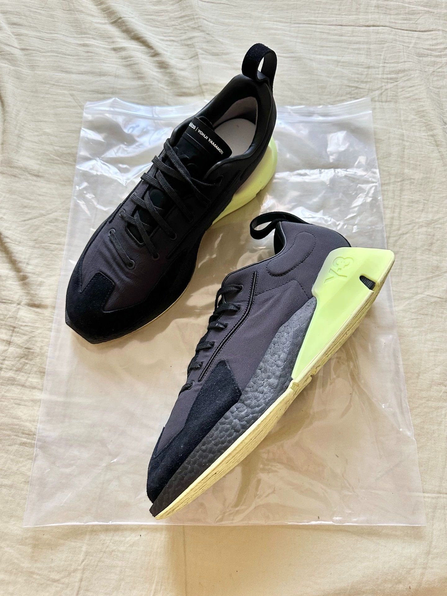 Y-3 Y-3 Orisan Low Unisex Running Shoes Black Neon Green Size US 10 / EU 43 - 1 Thumbnail