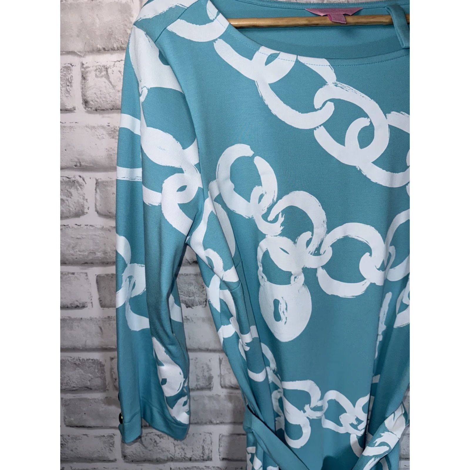 Lilly Pulitzer VINTAGE Lilly Pulitzer Jonah Posh Ponte KeyChain Print Belted Rayon Dress L Size L / US 10 / IT 46 - 4 Thumbnail