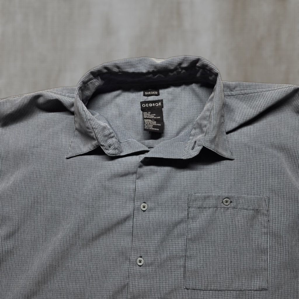 George George Shirt Solid Blue Button-Up Short Sleeve Adult Men's 3XL Blue 3XL Button-Up Pockets Casual Workwear USA 70s 80s 90s Classic Dad Size US XXL / EU 58 / 5 - 1 Thumbnail