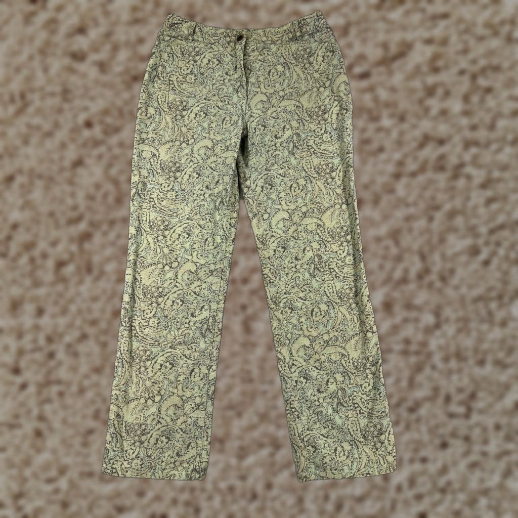 Charter Club Charter Club Women's Jeans Size 6 Green Paisley Cotton Blend Straight Fit Size 28" / US 6 / IT 42 - 1 Thumbnail