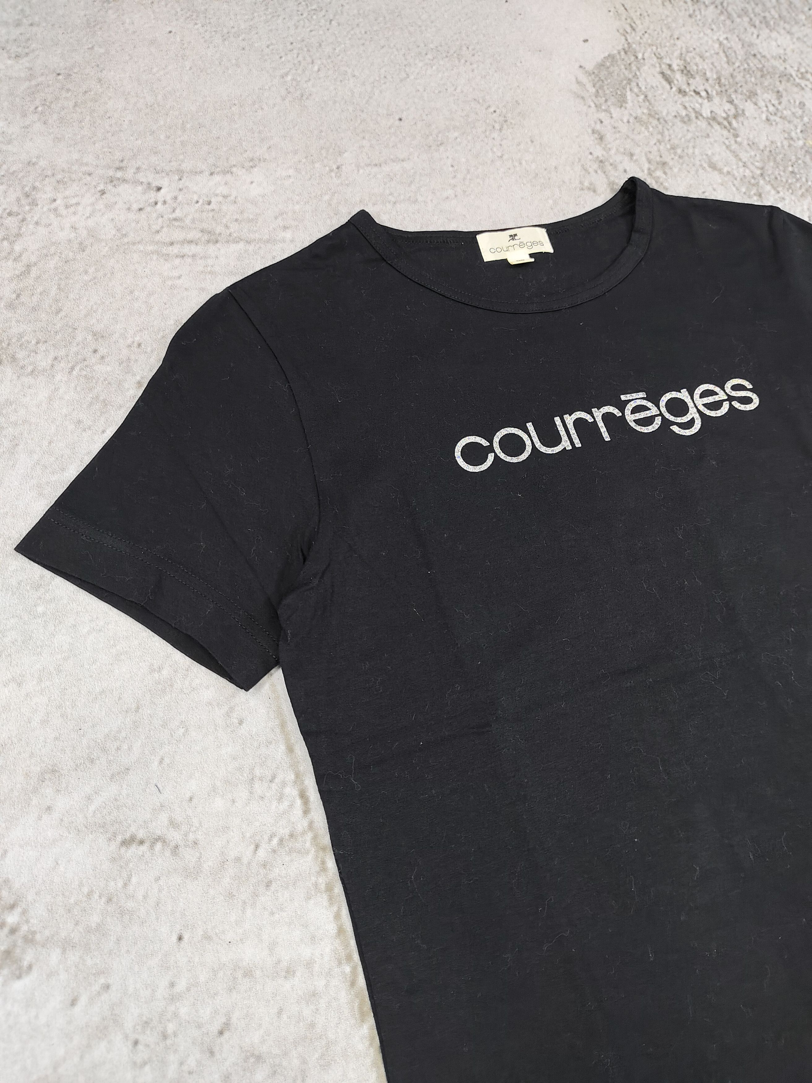 Courreges 00s Courrèges-Y2K Archive Luxury Rhinestone Logo Cropped Tee Size M / US 6-8 / IT 42-44 - 2 Thumbnail