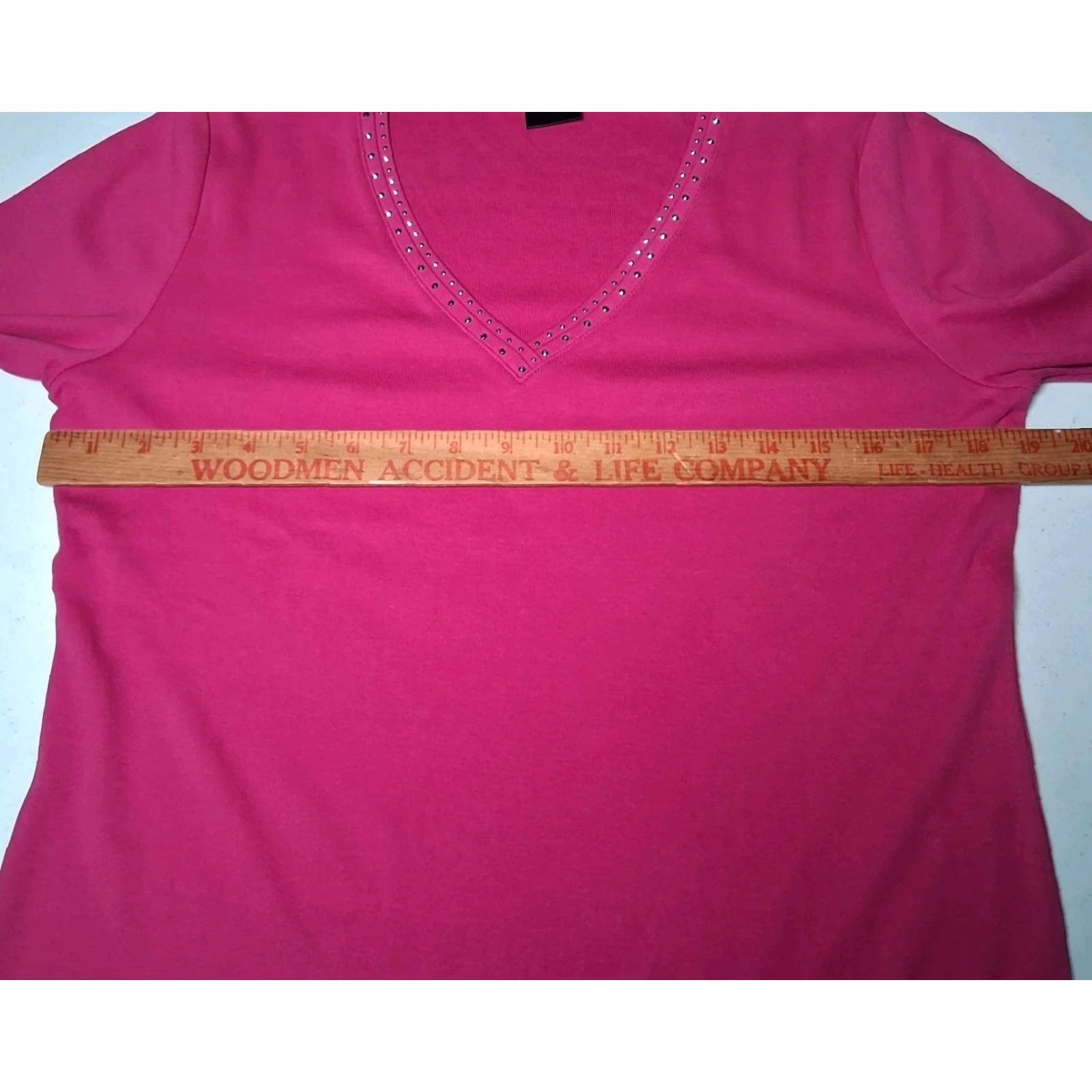 Vintage Rafaella Shirt Women M V-Neck Pink Knit Cotton Long Sleeve Studded NEW Size M / US 6-8 / IT 42-44 - 3 Thumbnail