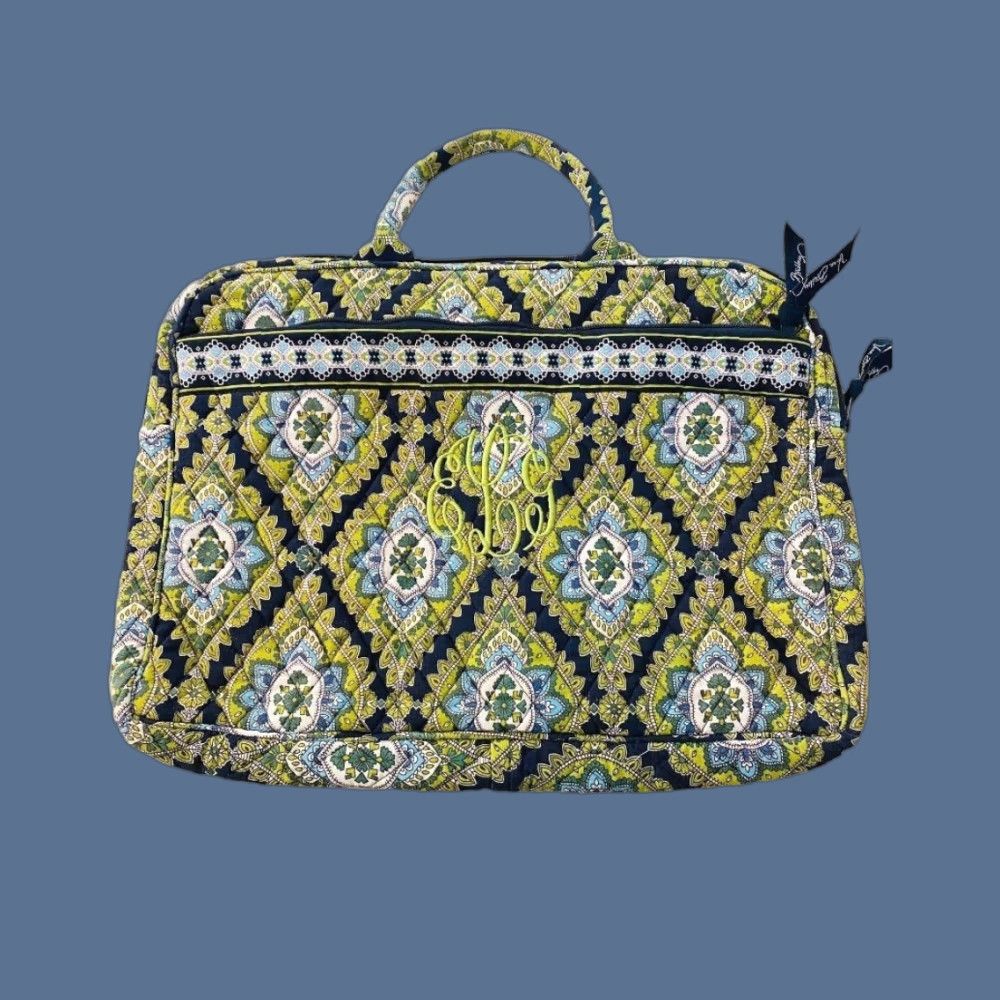 Vera Bradley Vera Bradley Cambridge Laptop Sleeve Tote Bag Monogrammed "ELG" 11" h x 14" w x 1" d Multicolor Cotton Blend Laptop Bag Women Monogrammed ELG Size ONE SIZE - 1 Thumbnail