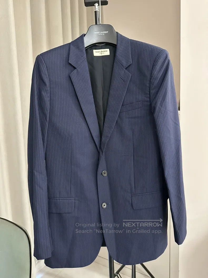 Saint Laurent Paris Double-breasted Striped Navy Blue Suit