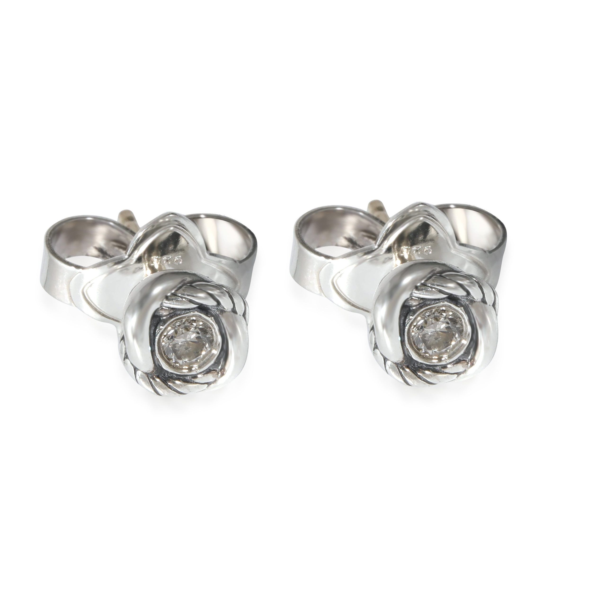 David Yurman David Yurman Crossover Infinity Stud Earrings in Sterling Silver 0.13 CTW Size ONE SIZE - 1 Thumbnail