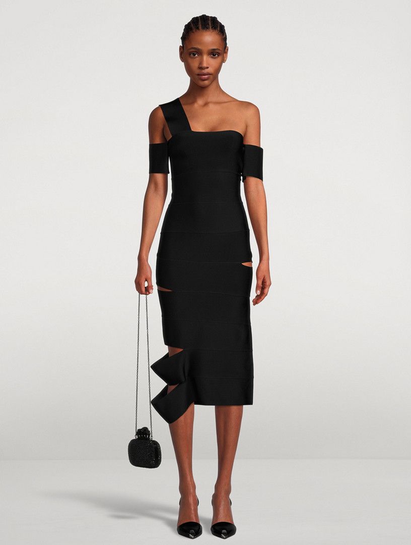 Alexander McQueen o1y0325 Midi Dress in Black Size M / US 6-8 / IT 42-44 - 2 Thumbnail