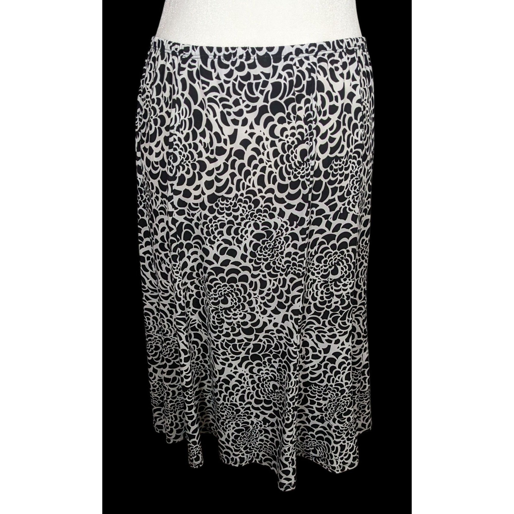 Other Vintage Choices Abstract Floral Black And White Skirt Size 29" - 2 Thumbnail