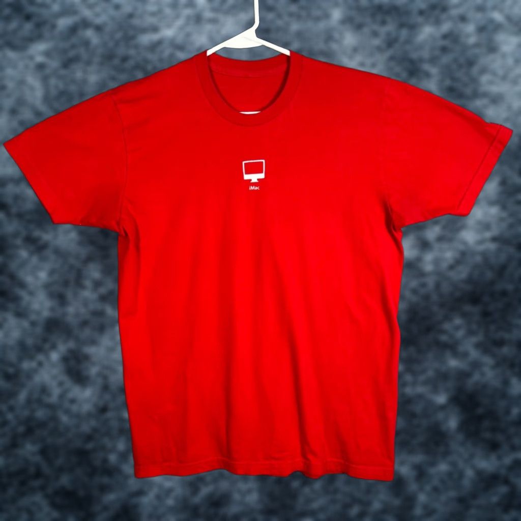 Apple Apple iMac Promo T-Shirt - Shirt - Adult Mens Large Red Logo Crew Neck Short Sleeve Cotton 2010s Mens Size US L / EU 52-54 / 3 - 1 Thumbnail