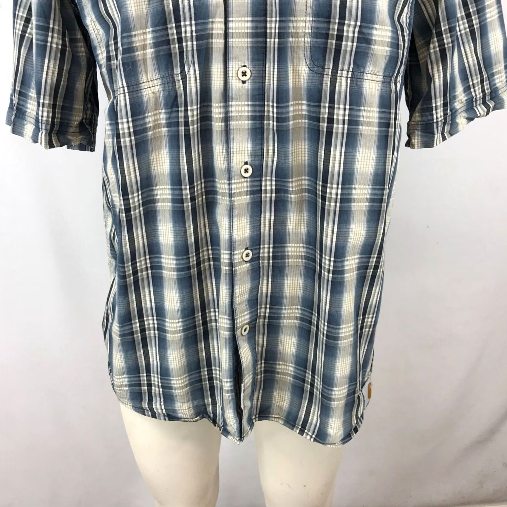 Carhartt CARHARTT Mens Medium Blue Plaid Short Sleeve Button Up Collared Shirt Size US M / EU 48-50 / 2 - 3 Thumbnail