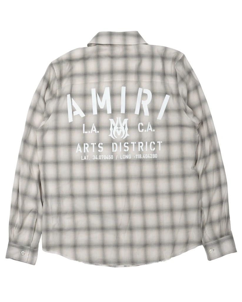 Amiri o1y0525 Logo Checked Shirt in Light Gray/White Size US XL / EU 56 / 4 - 3 Thumbnail