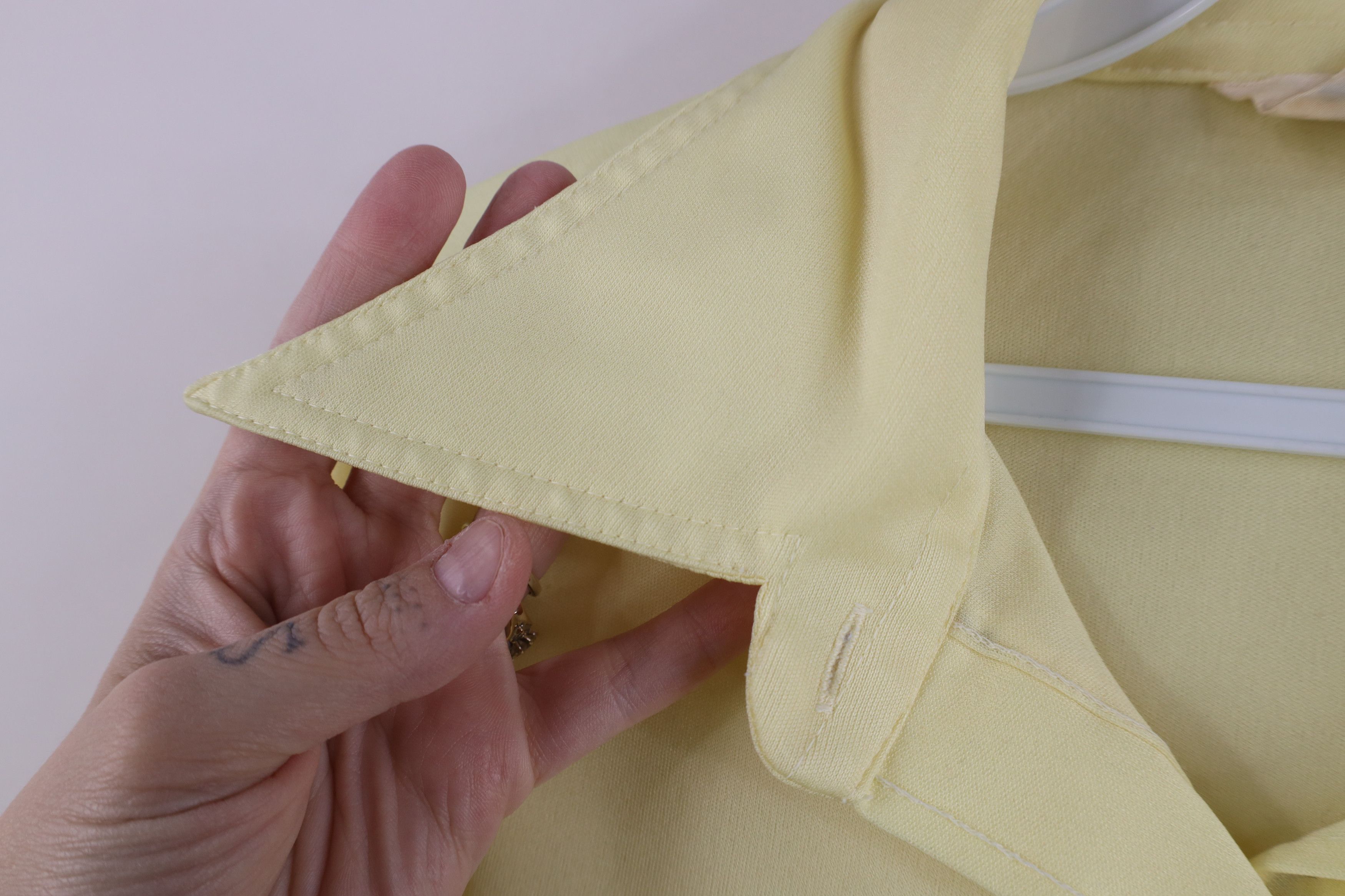 Vintage Vintage 70s Streetwear Knit Collared Button Shirt Yellow Size XXL / US 16-18 / IT 52-54 - 11 Thumbnail