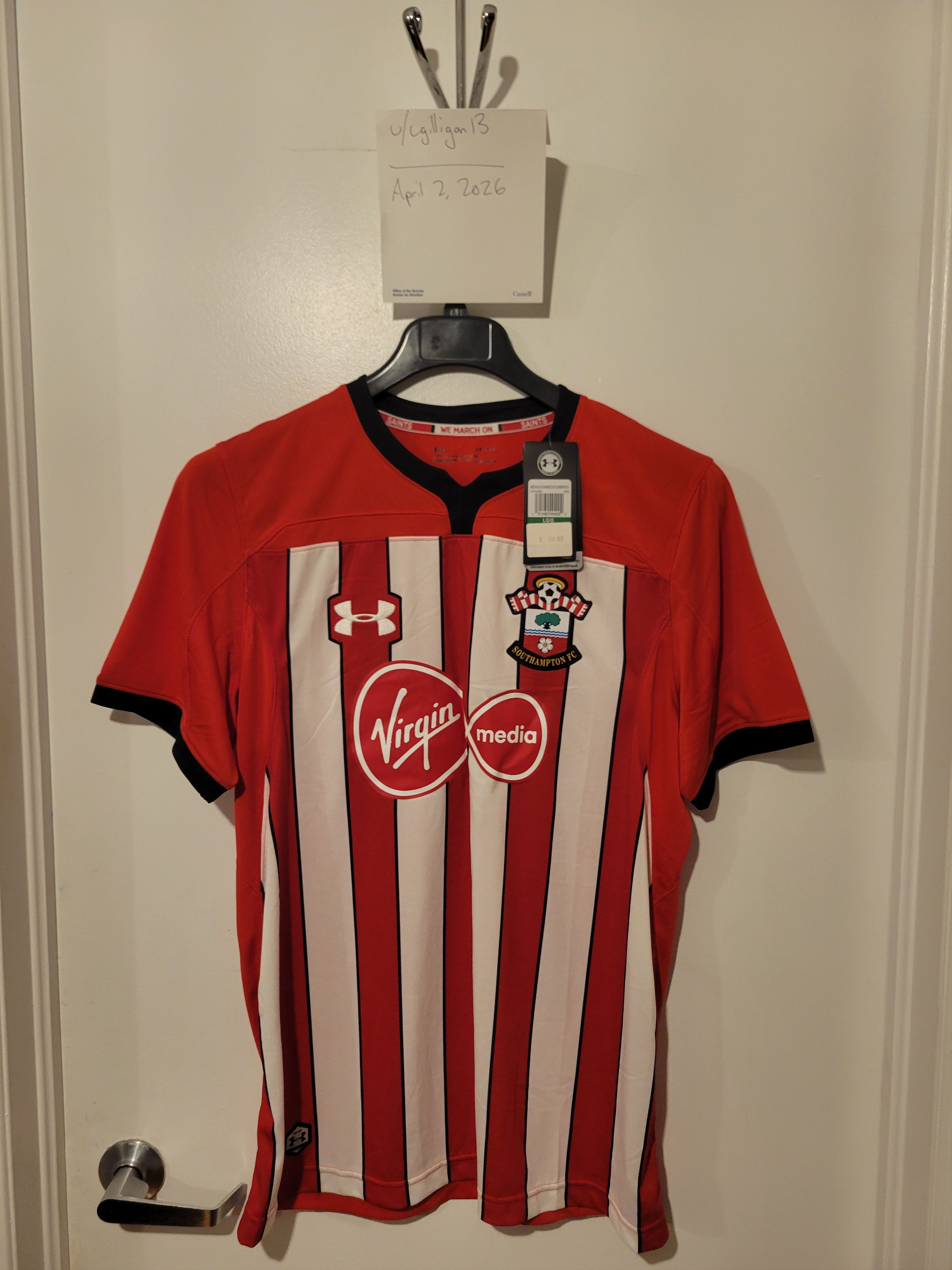 Under Armour Southampton FC 2018-2019 Home BNWT Size US L / EU 52-54 / 3 - 1 Thumbnail