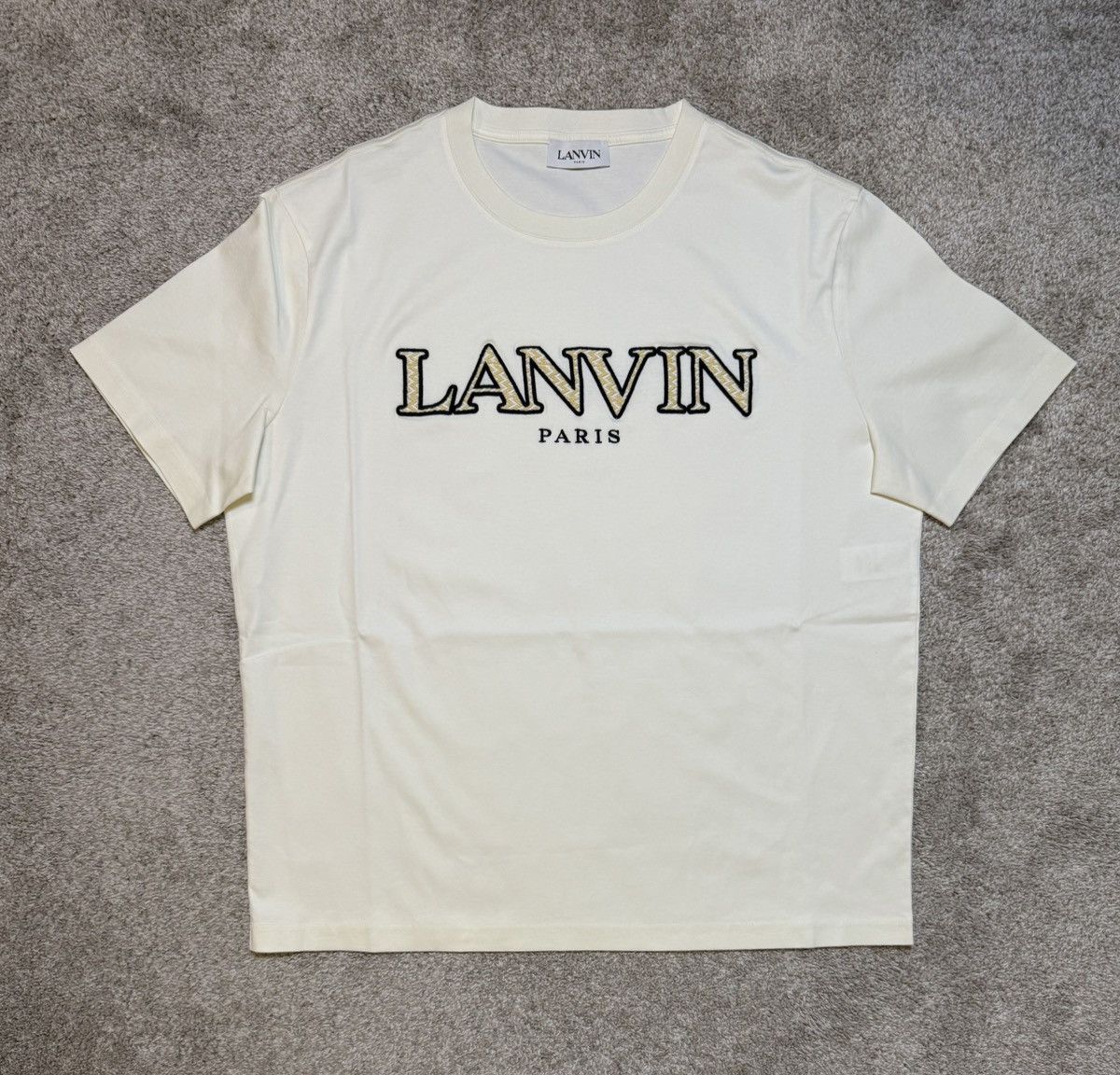 Lanvin Embroidered Logo T-Shirt Cream