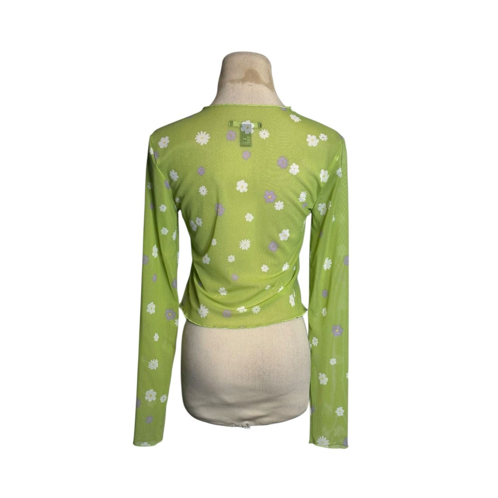 Forever 21 Forever 21 green floral sheer long sleeves top size Medium Size M / US 6-8 / IT 42-44 - 2 Thumbnail