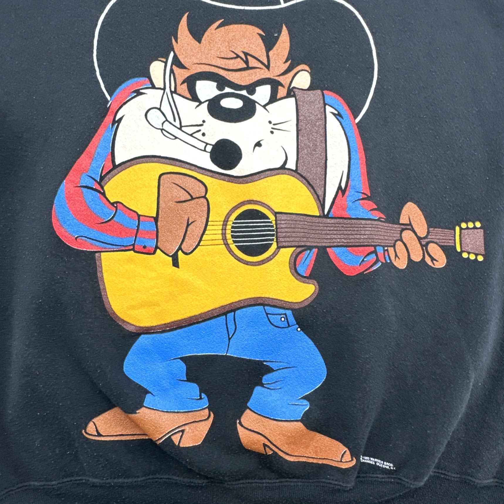 Vintage VINTAGE Looney Tunes VTG 90s Taz Big Face Cowboy Guitar Front/Back Sweatshirt L Green Men Pullover Crew Neck Graphic Print Size US L / EU 52-54 / 3 - 3 Thumbnail