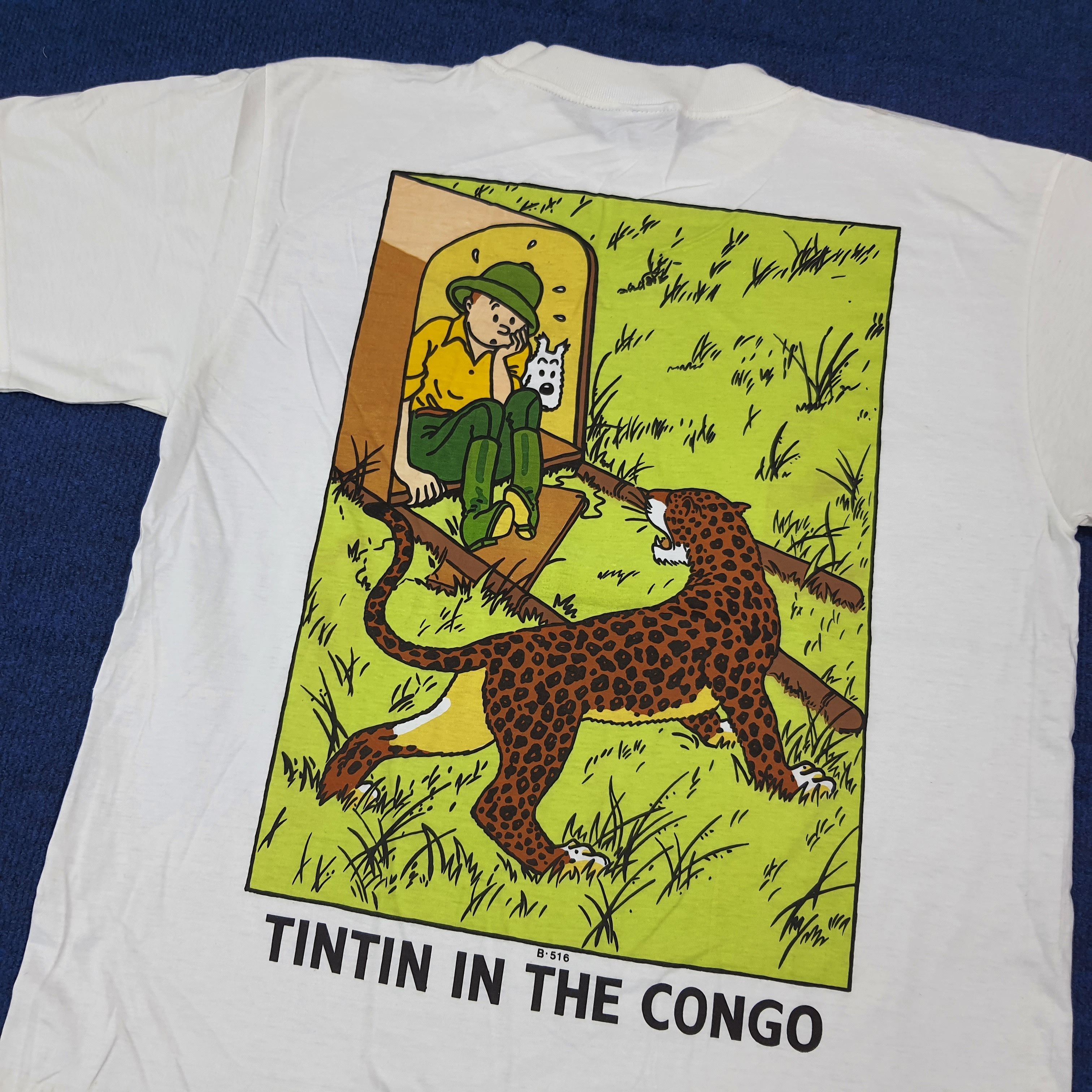 Vintage Vintage 90s Tintin In The Congo Retro Comic T-Shirt C276N3 Size US L / EU 52-54 / 3 - 2 Thumbnail