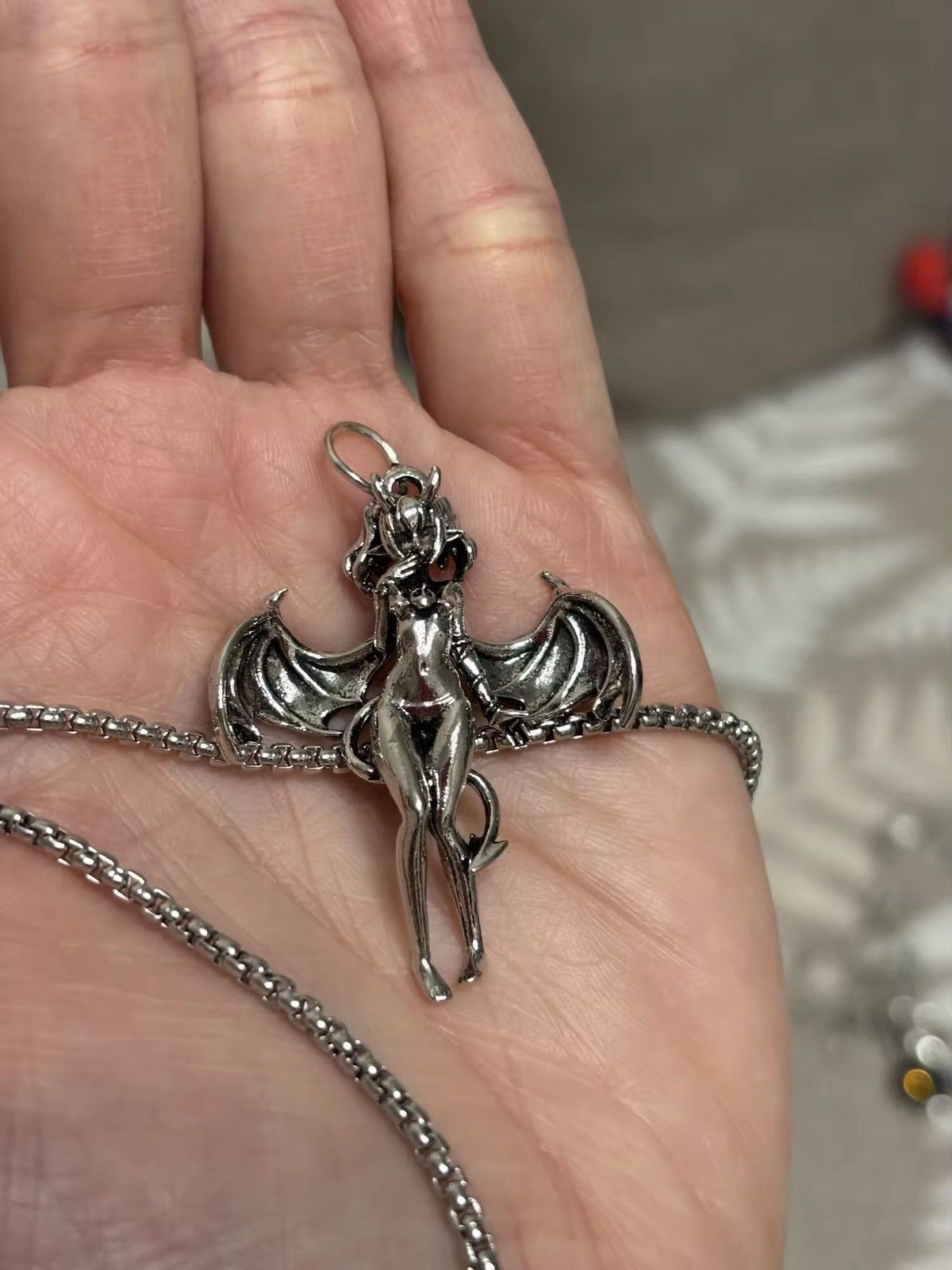 Jewelry Sexy Angel Necklace Y2K Gothic Punk Chain Size ONE SIZE - 1 Thumbnail