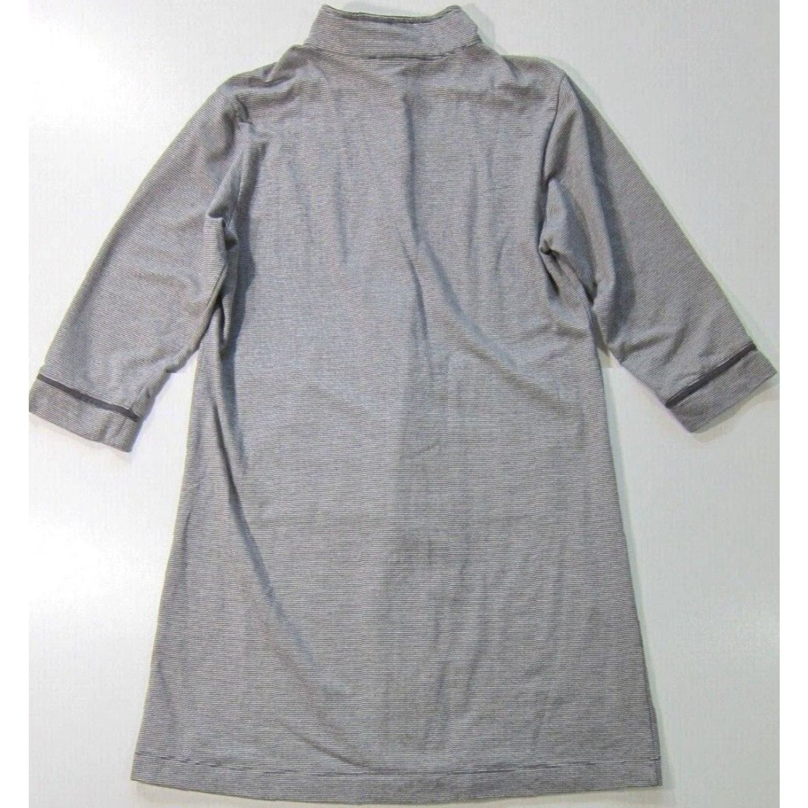 Vintage Stan Herman Cotton Stretch Jersey Grey Stripe Zip Mock Neck Pocket Robe Dress S Size S / US 4 / IT 40 - 2 Thumbnail