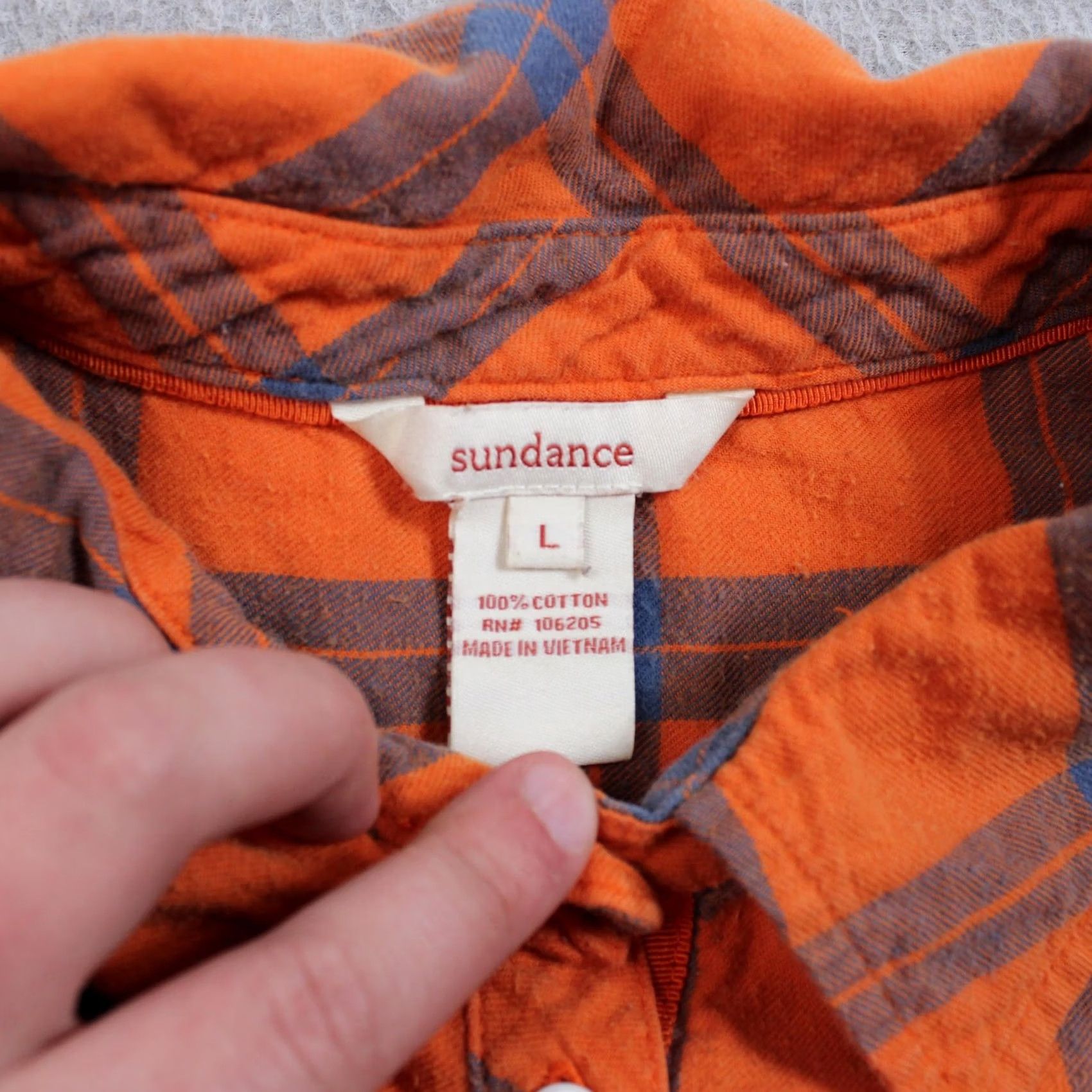 Vintage Sundance Women Large Orange Plaid Button Up Shirt Size L / US 10 / IT 46 - 3 Thumbnail