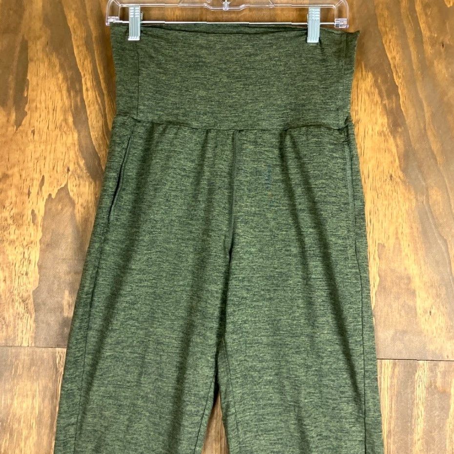 Vintage Aerie Womens Pants Heathered Green Fold Over Pull On high Rise Joggers Stretch S Size 28" / US 6 / IT 42 - 2 Thumbnail