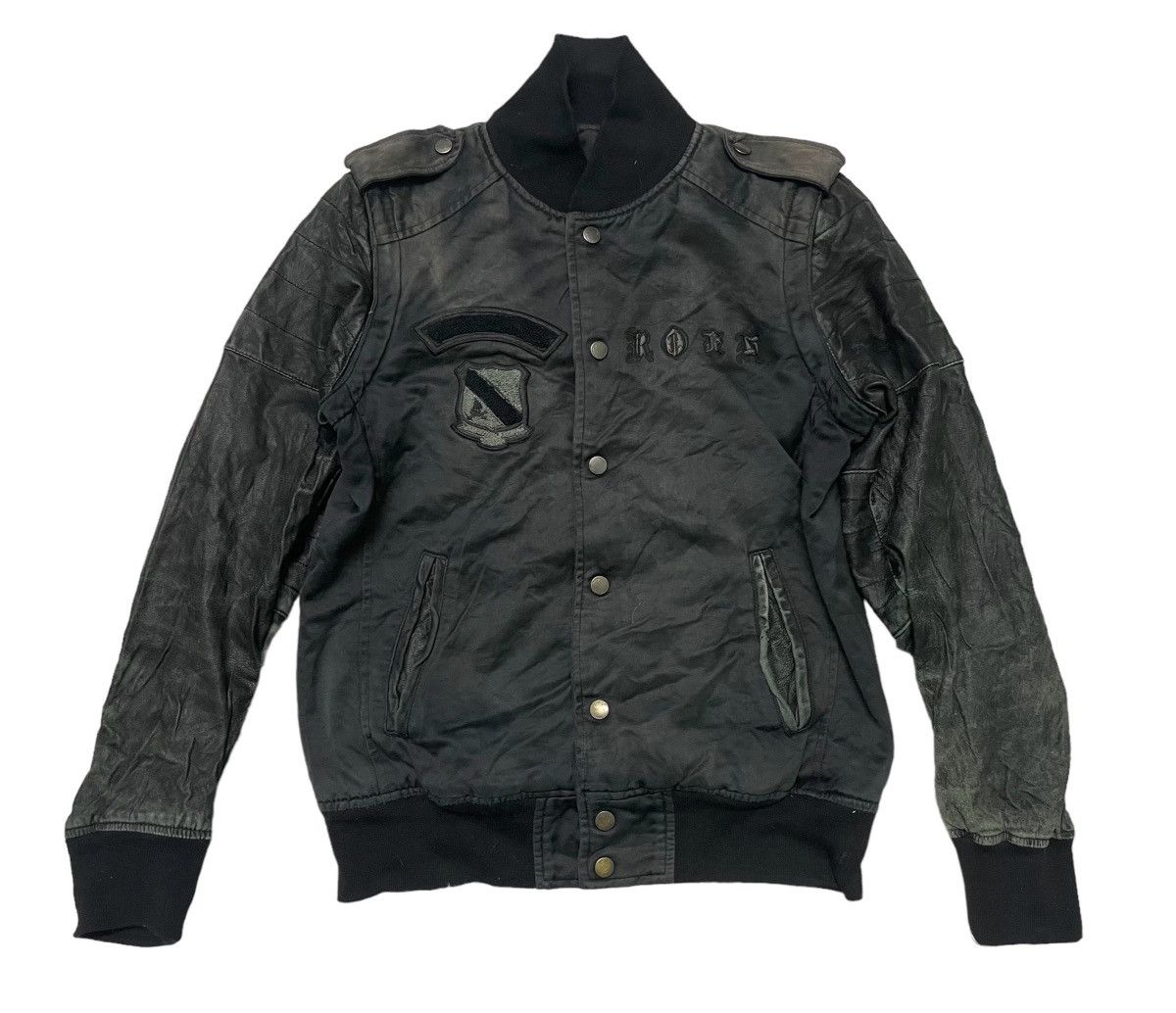 If Six Was Nine 2000s ROEN LEATHER 2 WAY JACKET EMBROIDERED LOGO DISTRESSED Size US S / EU 44-46 / 1 - 3 Thumbnail