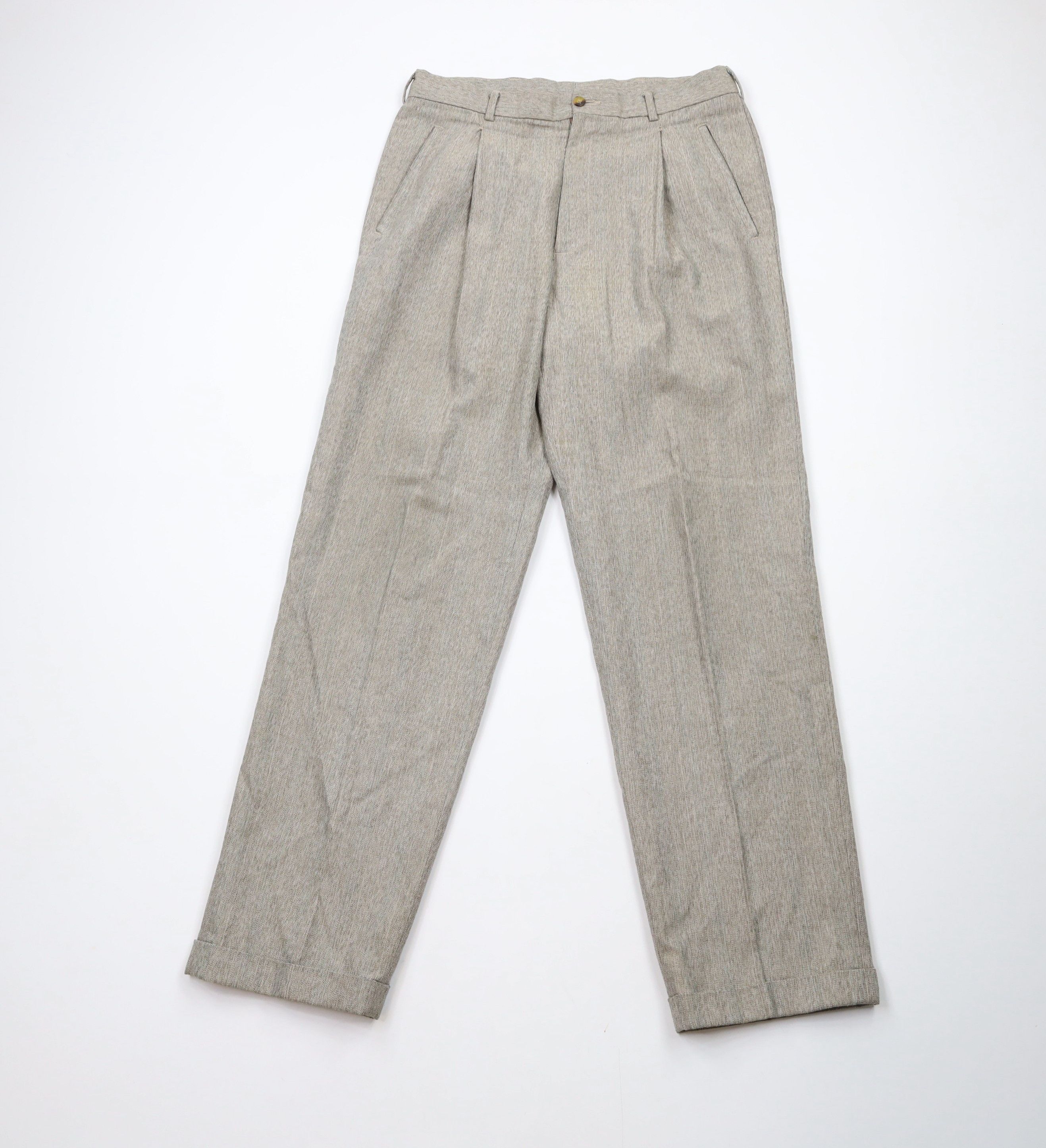 Vintage Vintage 90s Streetwear Pleated Cuffed Chino Pants Trousers Size US 32 / EU 48 - 1 Thumbnail