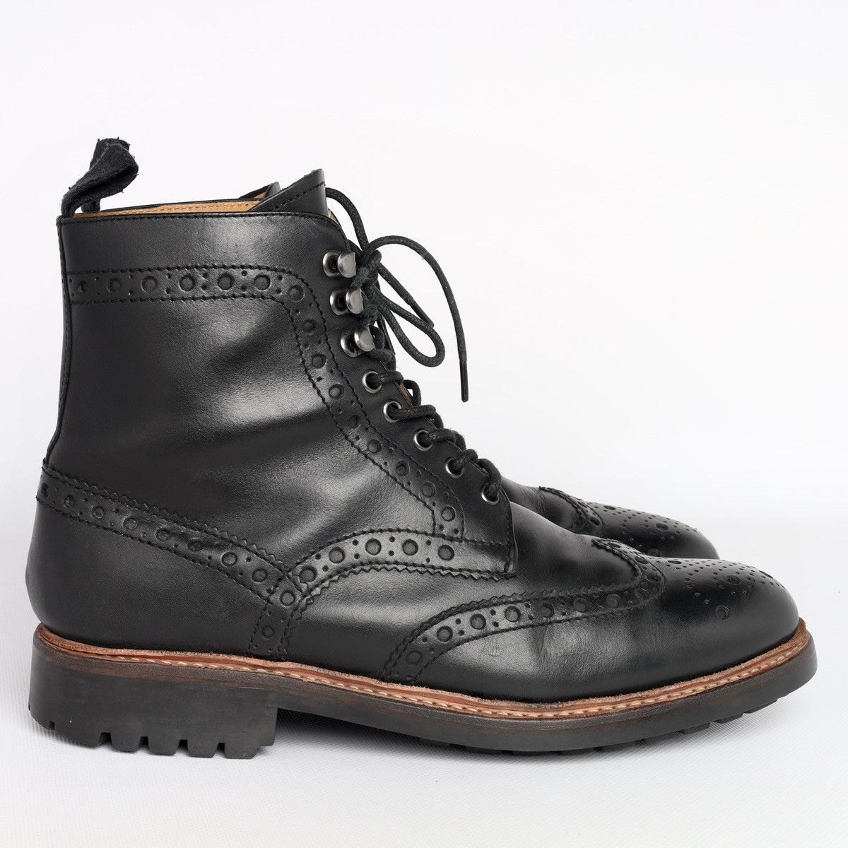 Grenson Grenson Fred Brogue Leather Shoes Boots Black Size US 10 / EU 43 - 2 Thumbnail