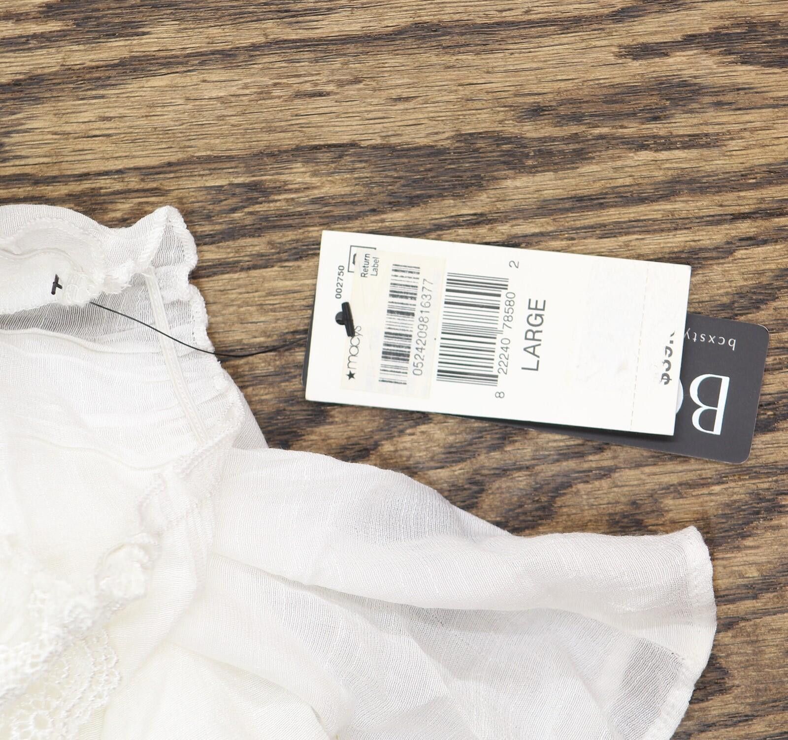 Other Nwt Bcx Lace-trim Tie-hem Peasant Top 1080f2k White L Size L / US 10 / IT 46 - 3 Thumbnail