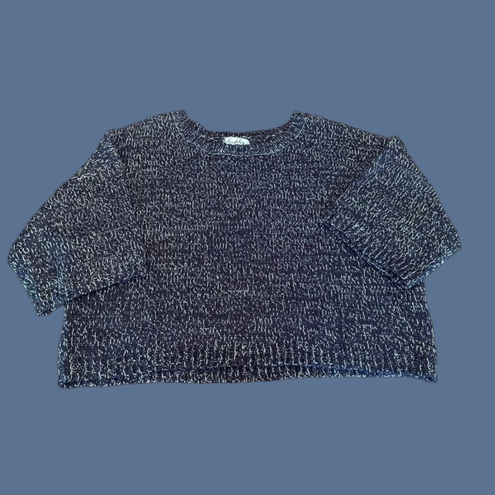 Vintage Keighley Knit Womens Pullover Sweater M Oversized Marled Knit Navy Blue White Wool Blend Pullover Knit Waist Length Medium Womens Modern Vintage Size M / US 6-8 / IT 42-44 - 1 Thumbnail