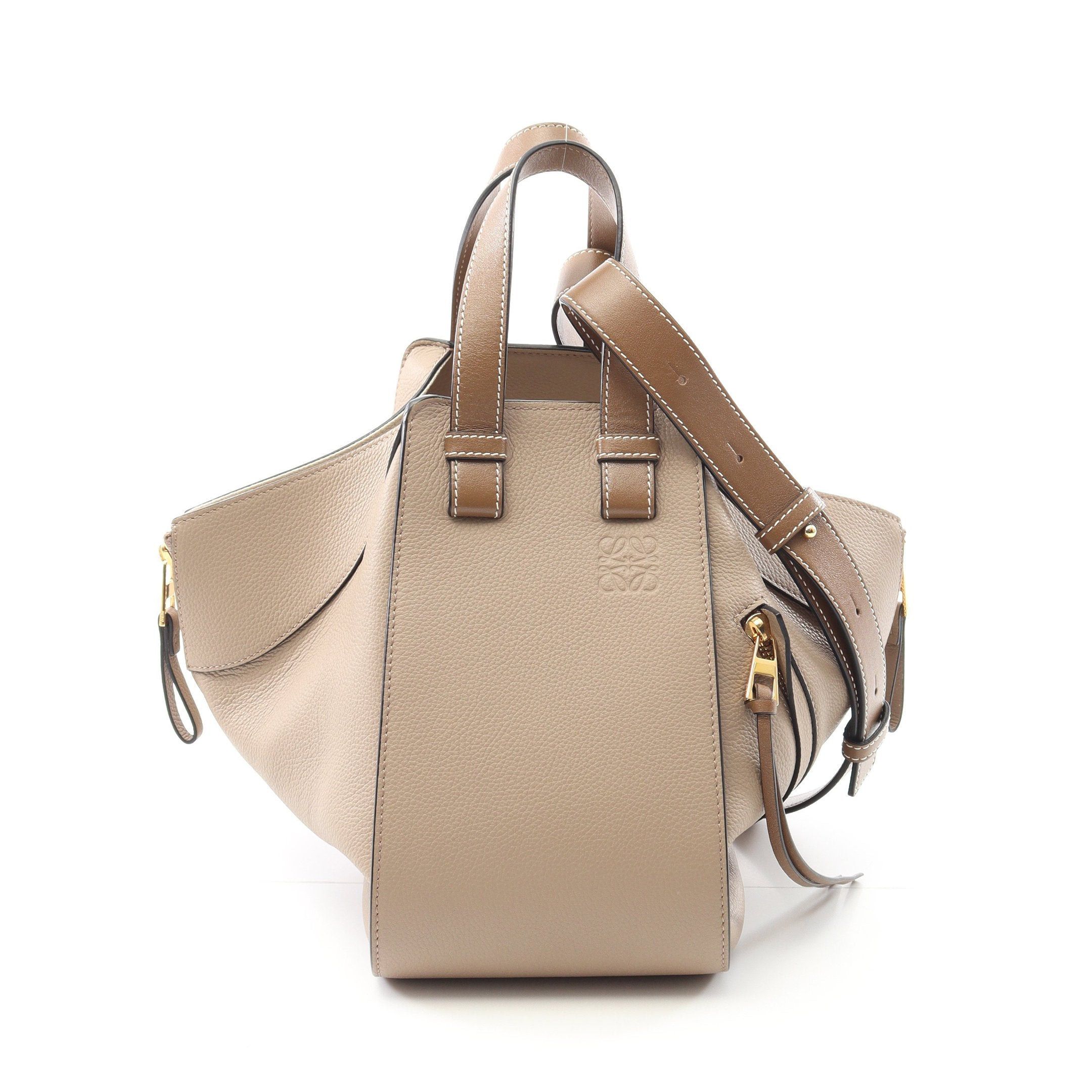 Loewe Loewe Hammock Small Handbag Leather Gray Beige Brown Size ONE SIZE - 1 Thumbnail