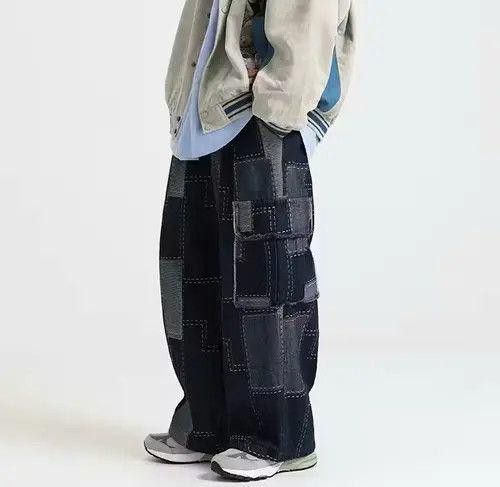Vintage Baggy Patchwork Wide Leg Baggy Jeans Size US 30 / EU 46 - 1 Thumbnail
