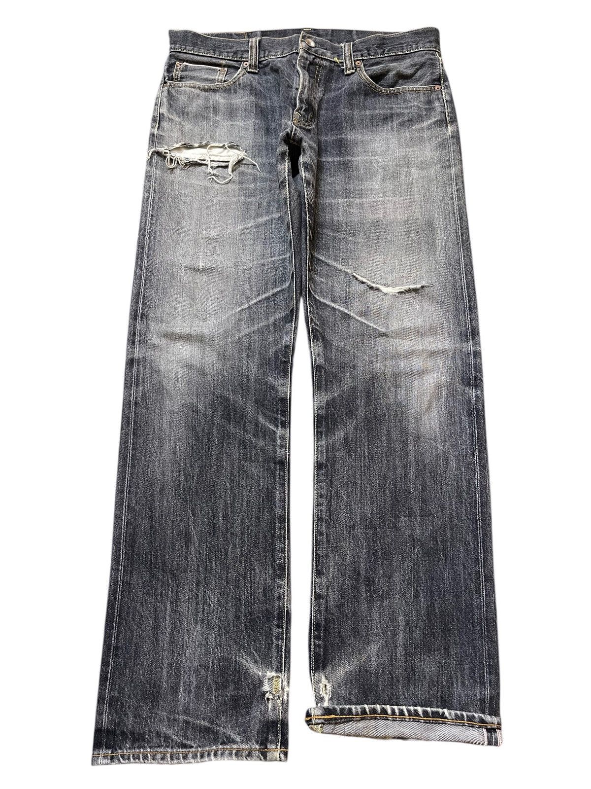 Vintage Japanese Uniqlo Selvedge Faded Stone Wash Distressed