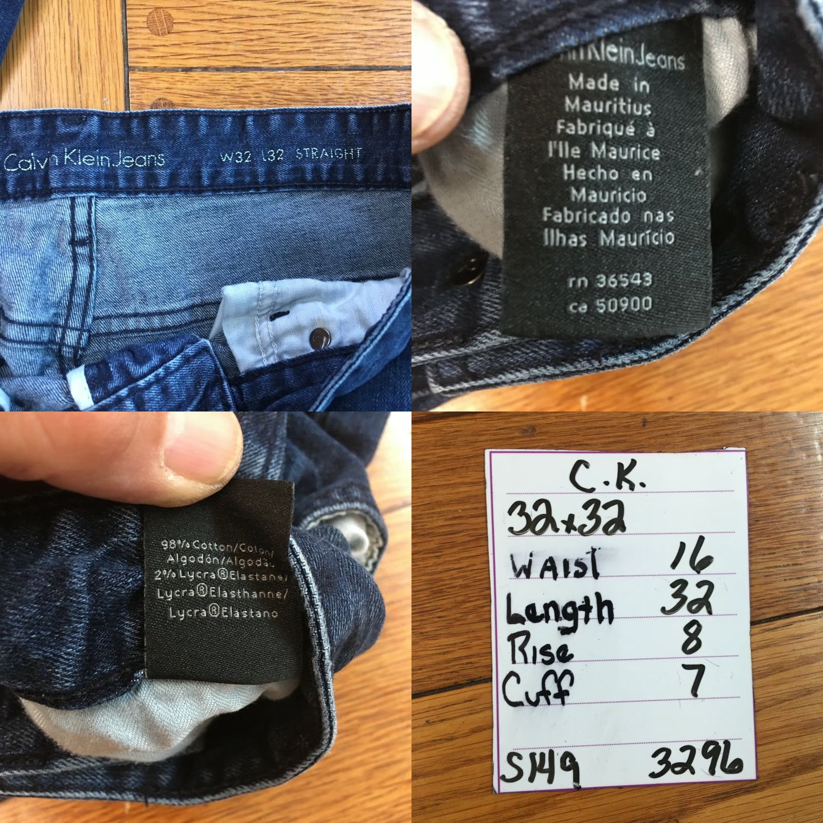 Calvin Klein Calvin Klein Mens Blue Denim Jeans 32X32 Straight Fit Low Rise Casual Size US 32 / EU 48 - 8 Thumbnail