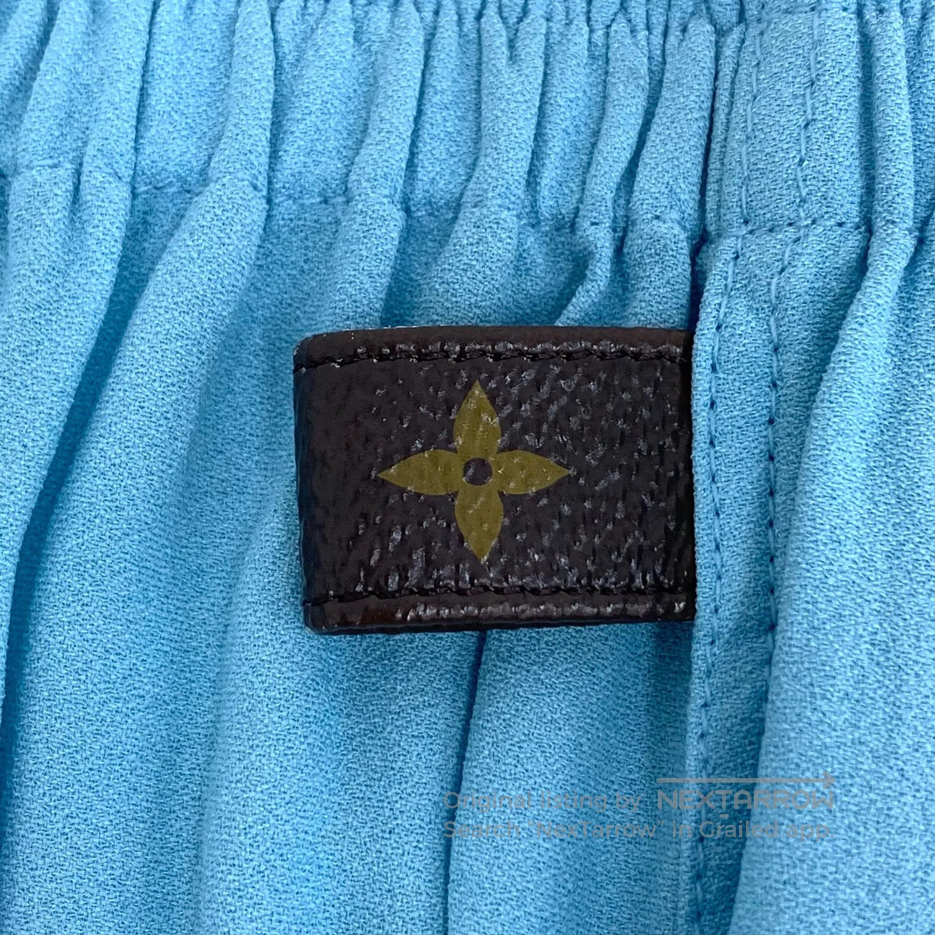 Louis Vuitton Louis Vuitton Blue Logo Leather Label Elastic Waist Casual Size 35" - 5 Thumbnail