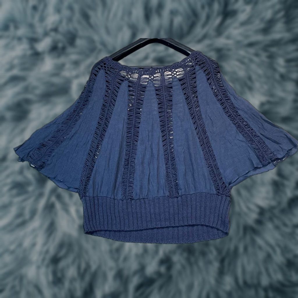 Vintage Tiny Blouse Shirt L Women Blue Lightweight Boho Cap Sleeve Collared Love Size Large Size L / US 10 / IT 46 - 1 Thumbnail