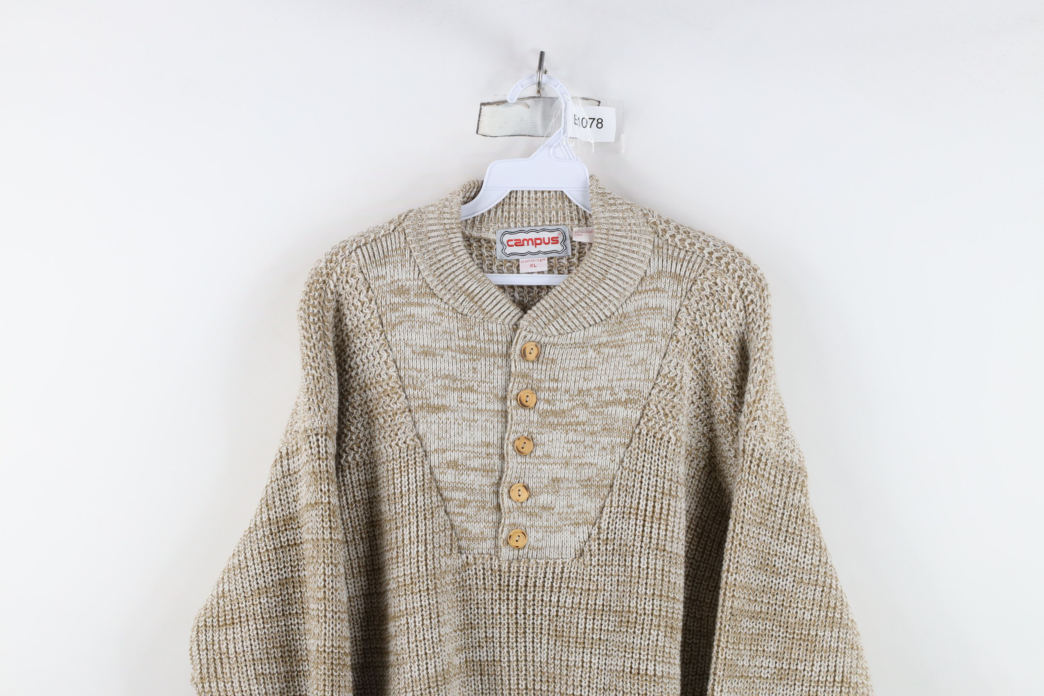 Vintage Vintage 70s Streetwear Chunky Ribbed Knit Henley Sweater Size US XL / EU 56 / 4 - 2 Thumbnail