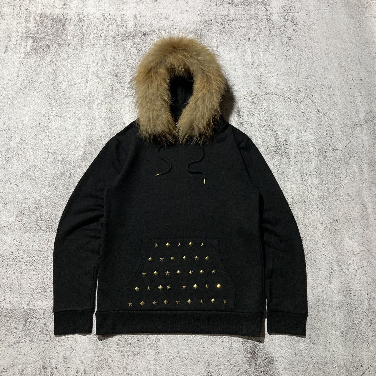 Japanese Brand 2000s CavariA Studed Gothic Punk Style Fur Hoodie Black Size US M / EU 48-50 / 2 - 1 Thumbnail