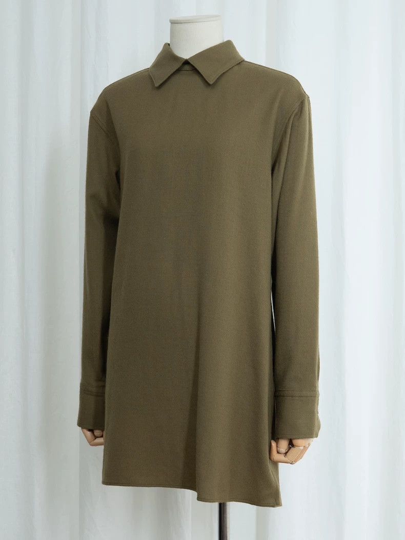 Yohji Yamamoto Yohji Yamamoto Olive Green Reversible Wool Long Sleeve Shir Size US L / EU 52-54 / 3 - 3 Thumbnail