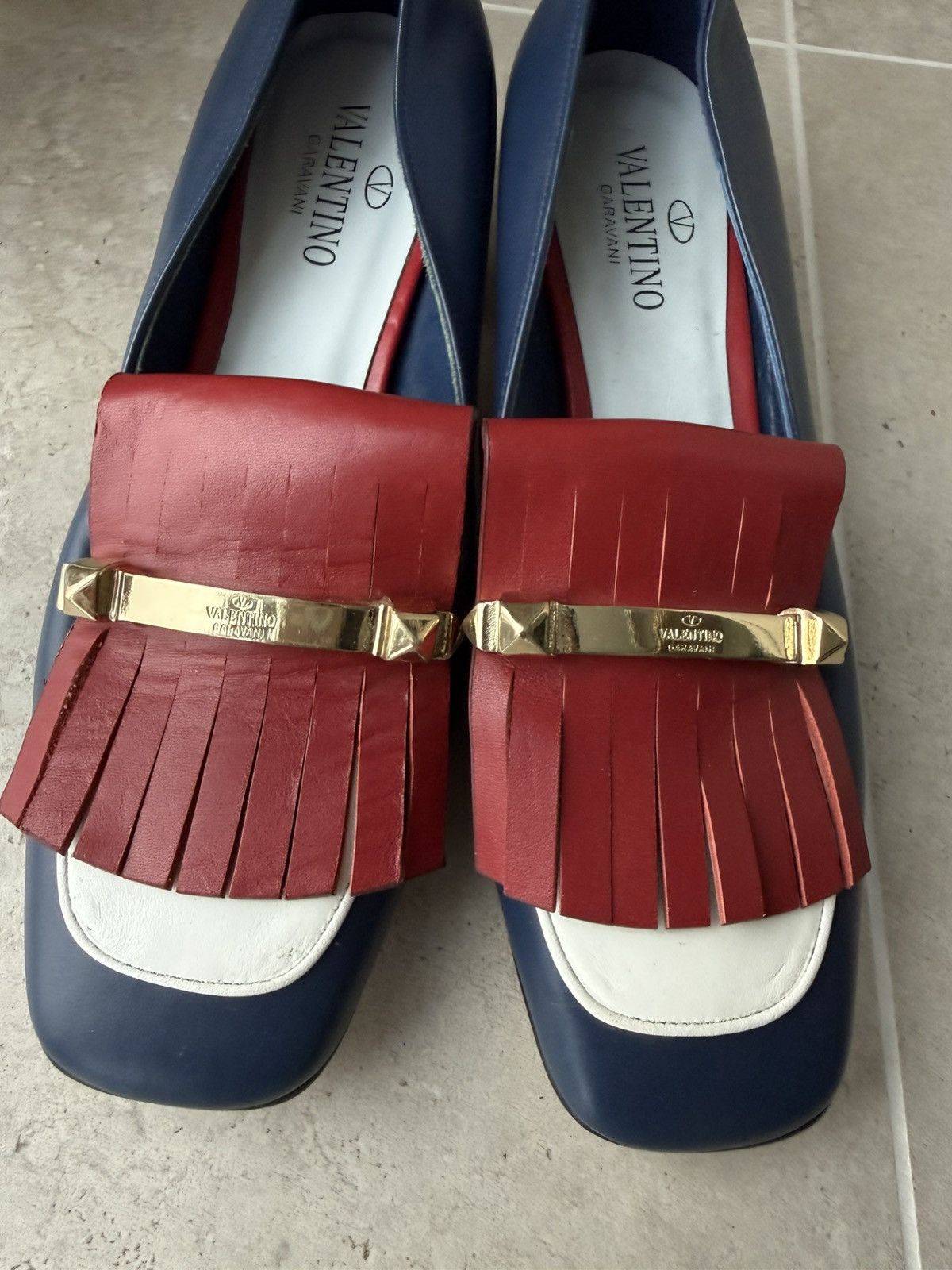 Valentino VALENTINO GARAVANI Calfskin Rockstud Uptown Fringe Loafer Size US 9 / IT 39 - 3 Thumbnail